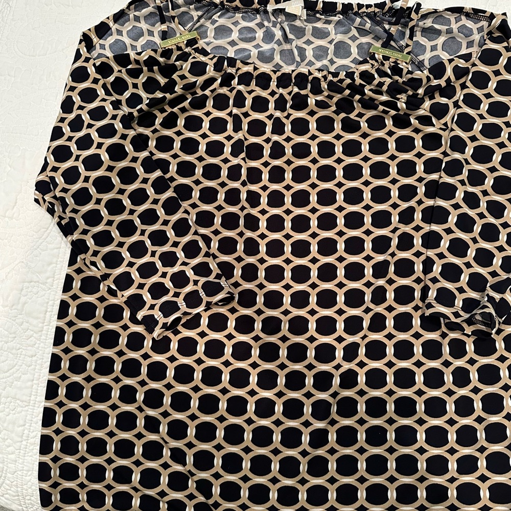 Michael Kors Chic Black and Tan Geometric Women's Top